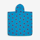 A blue starfish pattern Beach Towel Poncho, perfect for kids after a swim. It has a hood for extra cosiness.
